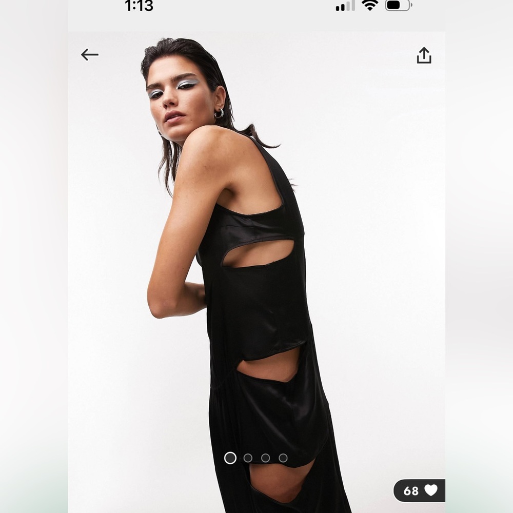 Topshop Premium Limited Edition Slash Dress Black Cut Out Dress Size 2